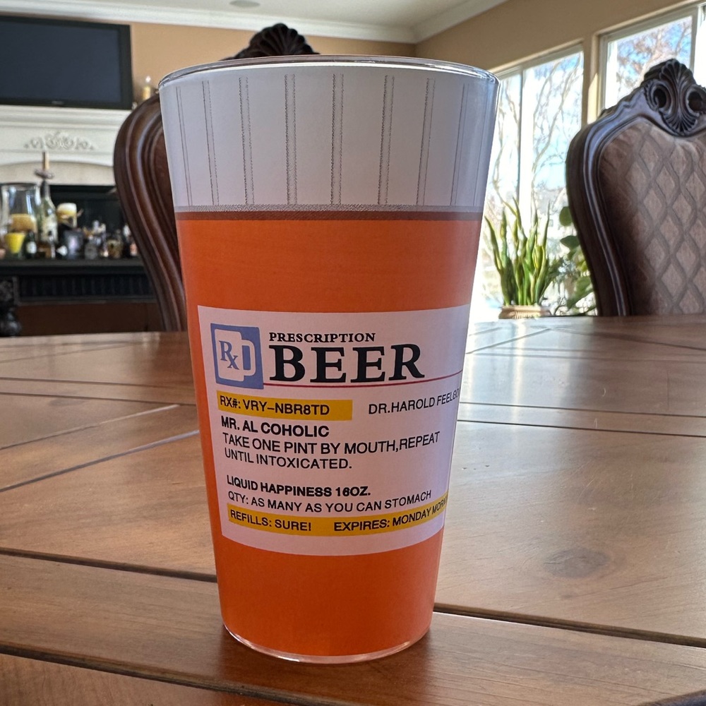 NWT Vintage Beer Prescription glass stein mug cup Big Mouth Toys